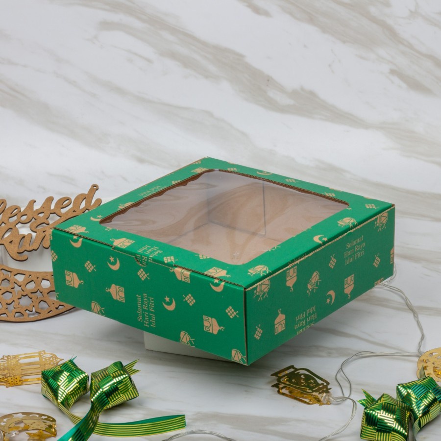 

10 pcs dus packaging kue lapis legit edisi idul fitri ukuran 22x22x7 cm kotak kemasan pudding lebaran