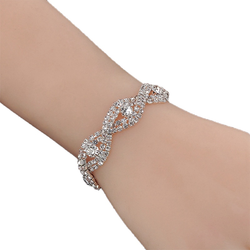 Elegan Deluxe Austria Gelang Kristal Wanita Infinity Berlian Imitasi Bangle Hadiah