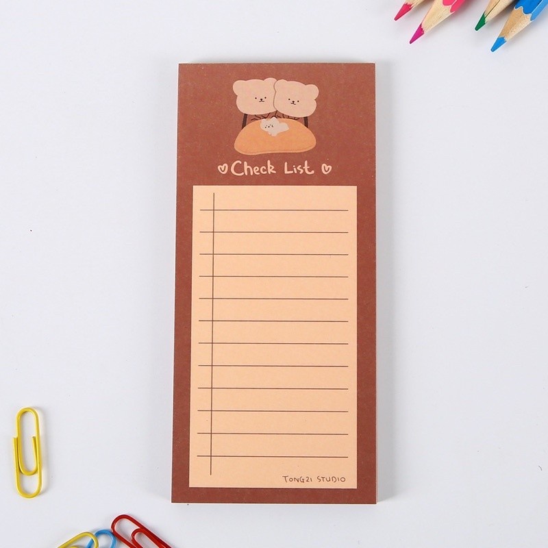 MEMOPAD AESTHETIC STICKY NOTE PANJANG BERUANG COKLAT