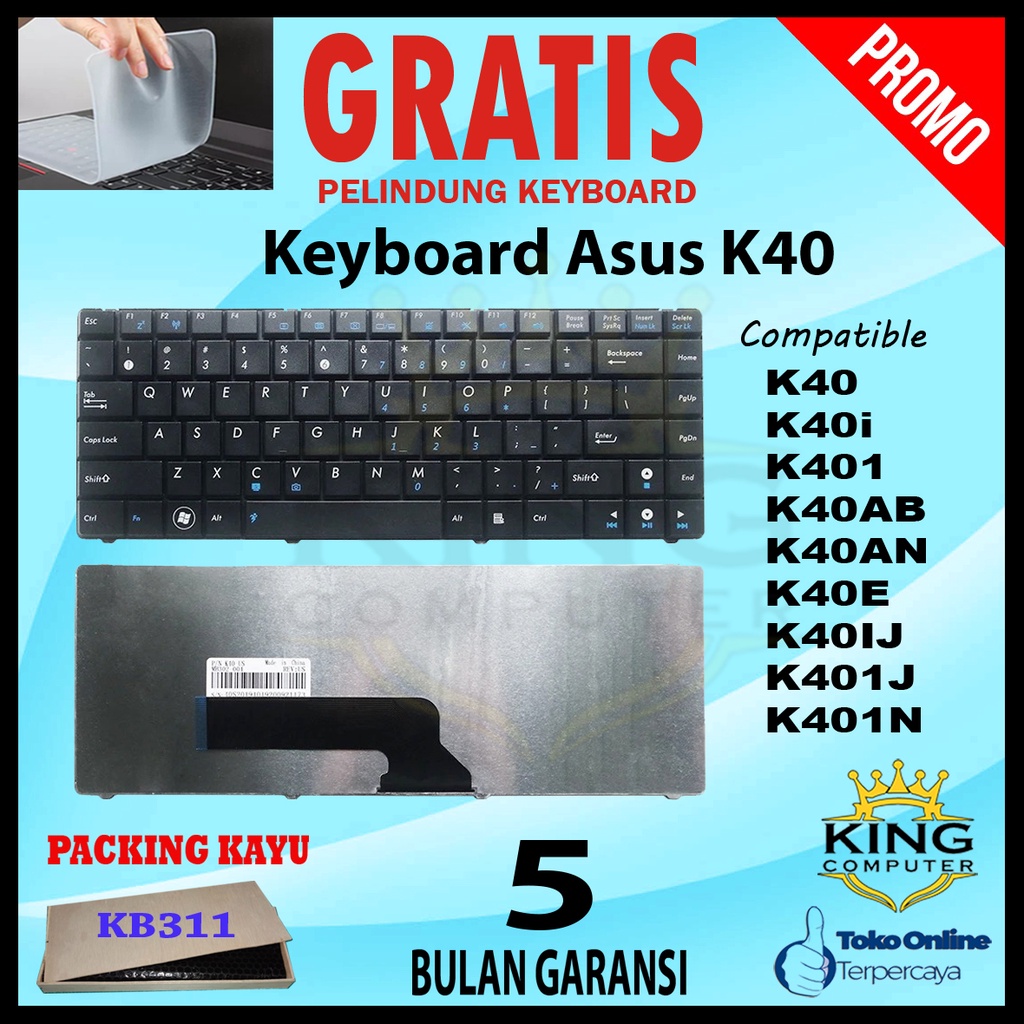 Keyboard Asus K40 K40i K401 K40AN K40E K40IJ K401J K401N Hitam Free Keyboard Protector