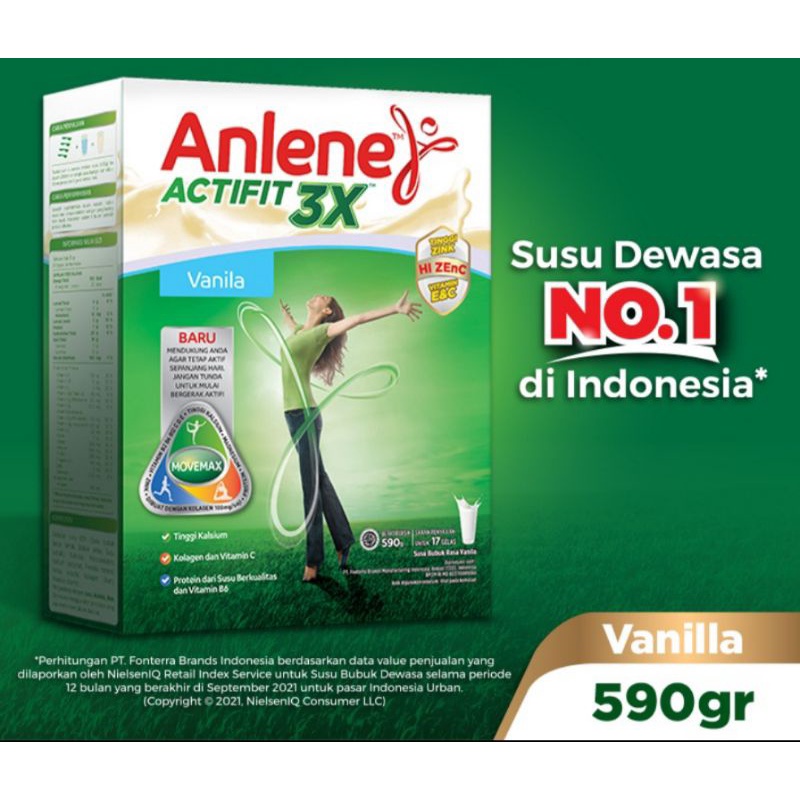 

Anlene Actifit 3X Vanila 590gr, Susu Bubuk Nutrisi Tulang, Sendi dan Otot