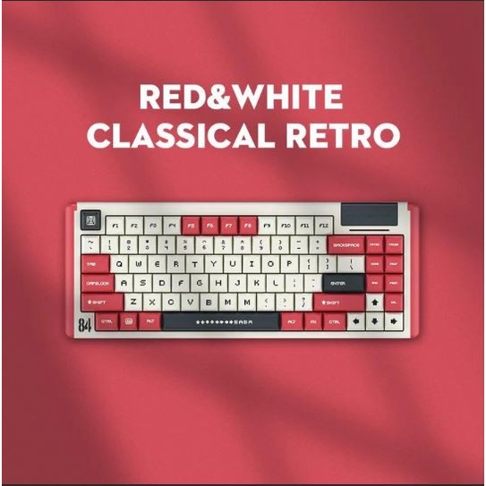 DUSTSILVER Red &amp; White Classical Retro Hotswap RGB Wireless Keyboard