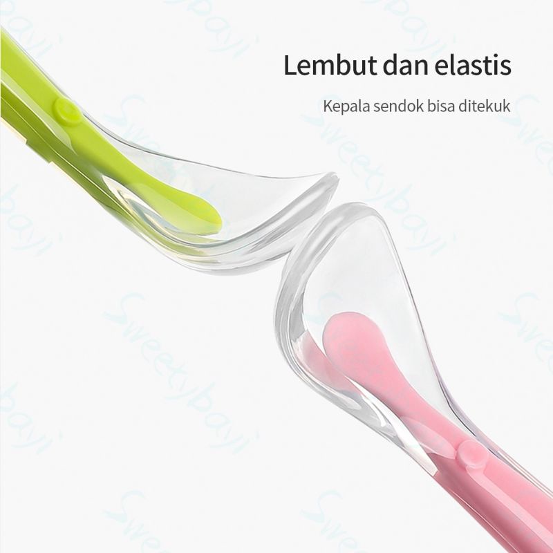 Sendok Makan Bayi Anak Bahan Silikon Silicon Lembut Kualitas Premium