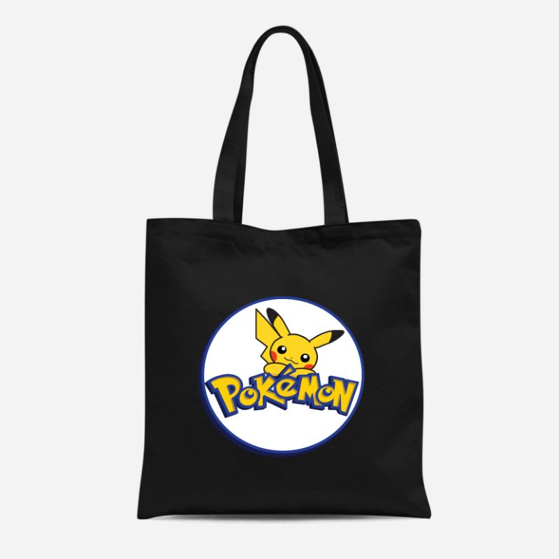 Tote Bag Totebag Kanvas Resleting Pokemon Pria Wanita Terbaru