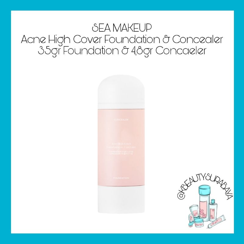 (BPOM) SEA MAKEUP Acne High Cover Foundation &amp; Concealer / SEA MAKEUP Fix and Flawless Acne Cover Cushion