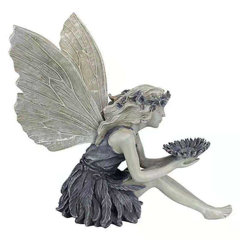 Lanfy Patung Peri Bunga Tidak Bau Lucu Serbaguna Dekorasi Rumah Kerajinan Resin High Quality Guardian Angel Rak Buku Figurine Angel Bird Feeder