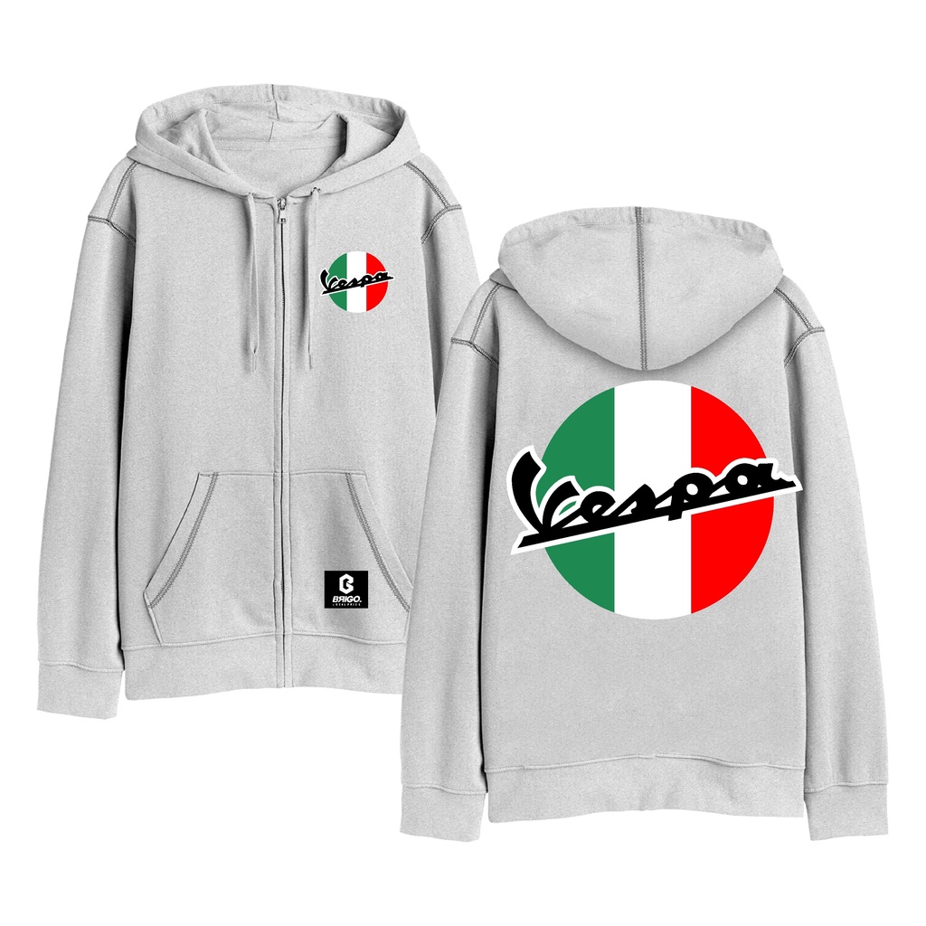 BRIGO X VESPA ITALY Resleting Jumper Hoodie II Sweater Hoodie Zipper BRIGO X VESPS Sablon DTF Fleece Cotton II Size M-XXL (Pria &amp; Wanita) Free stiker&amp;Gantungan Kunci