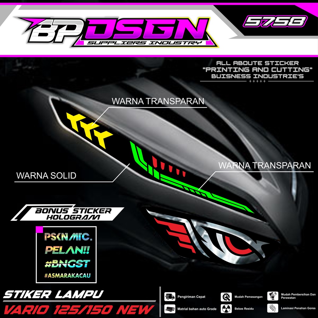 STIKER VARIASI LAMPU ALIS MOTOR VARIO 125 150 NEW - AKSESORIS VARIASI LAMPU ALIS TRANSPARAN BP.01