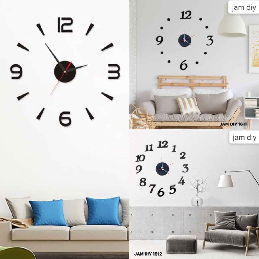 JAM DINDING TEMPEL DIY ANALOG 3D GIANT MODERN CLOCK 3 VARIAN JAM TEMBOK TEMPEL WHITE_CELL