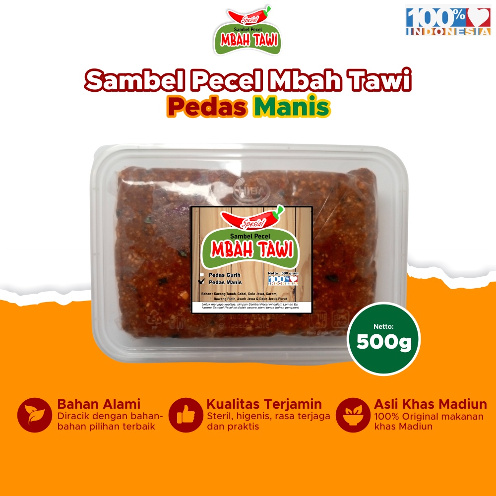 

Sambal Pecel 500 Gram Pedas Manis Special Mbah Tawi 100% Asli Khas Madiun