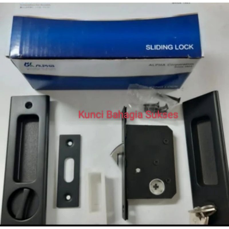 KUNCI SLIDING LOCKSET ALPHA SL221-H-0001-35 MATT BLACK (CYLINDER-THUMBTURN)