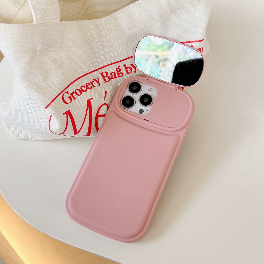 Warna Macaron Ins Makeup Cermin Kamera Perlindungan Ponsel Case Untuk iPhone 14 Pro 13 12 11 14 Pro Max XR XS Max X Lembut Silikon Cover Casing