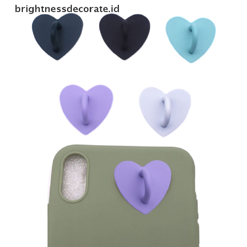 [Birth] Kawaii Perekat Logam Jantung Telepon Pesona Pemegang Ponsel Case Jari Cincin Stand Hooks Gesper Ch Clasp Aksesoris [ID]
