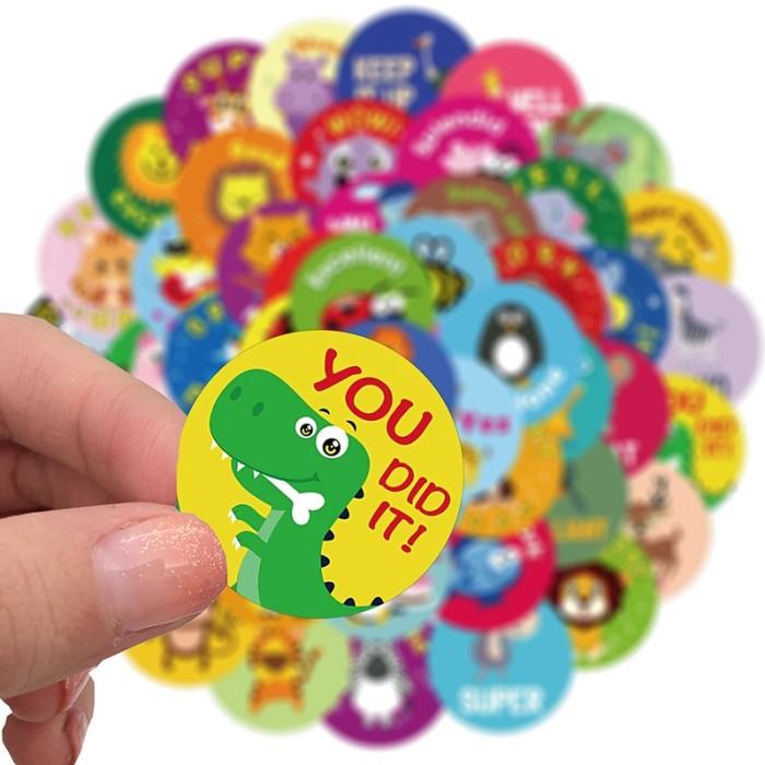 

(Fccn) 50Pcs / Set Stiker Motif Kartun Hewan Anti Air Untuk Anak