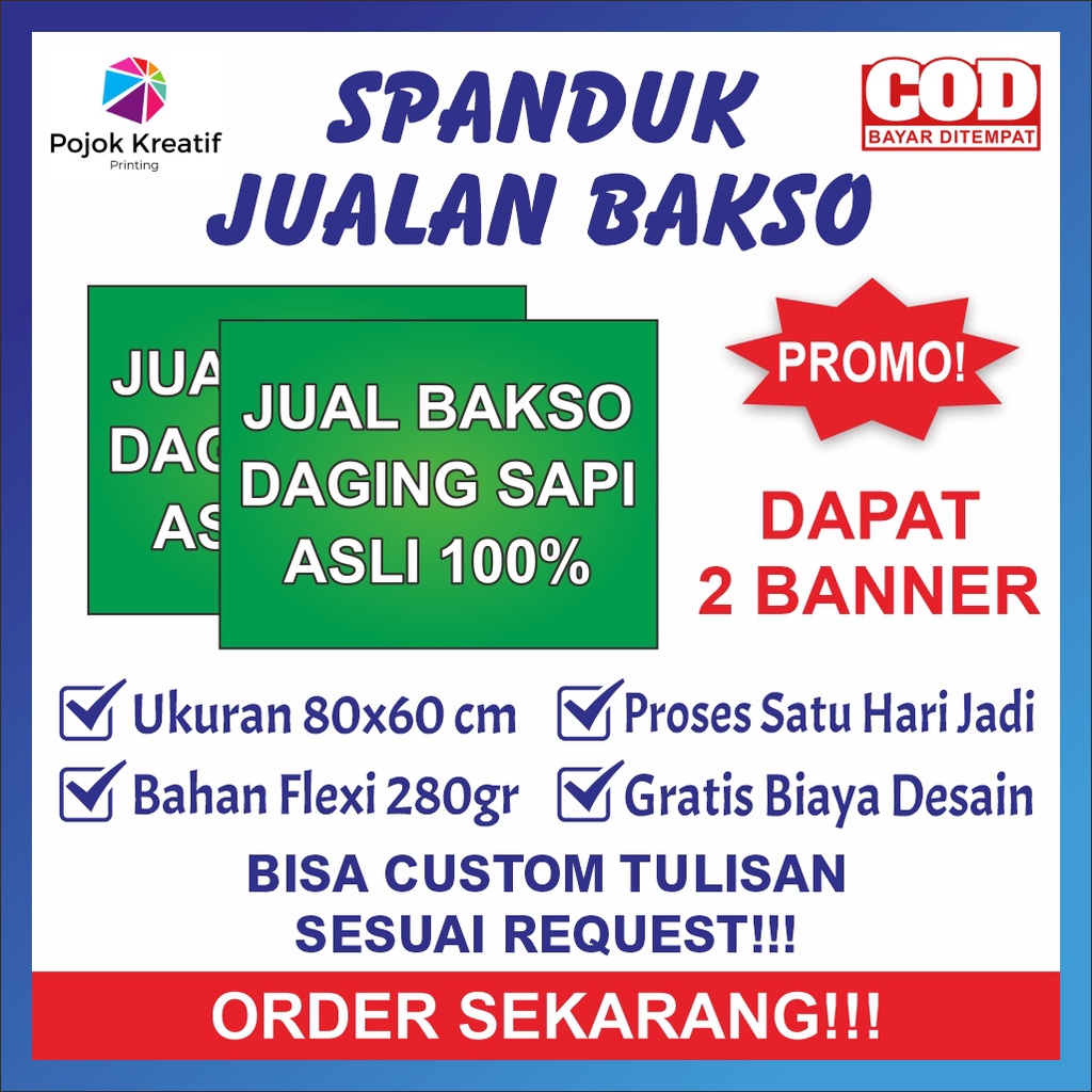 Spanduk Sepanduk Banner Bener Baner Benner Backdrop Usaha Jual Jualan Pentol Bakso Murah Daging Sapi