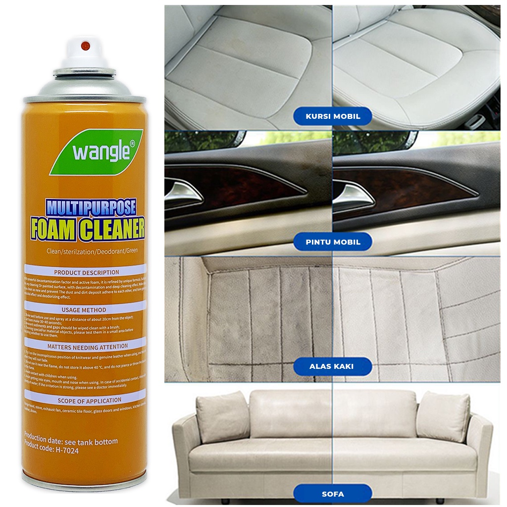 Spray Pembersih Multifungsi Wangle Cleaner Foam Multipurpose Semprotan Busa Penghilang Noda Minyak Debu Di Kursi Sofa Karpet Sepatu Interior Mobil Lainnya  Anti Ribet | GROSIRXPRESS