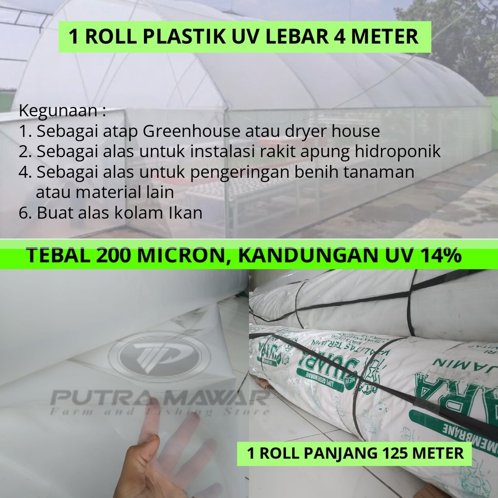 1 Roll Plastik Uv Lebar 4 Panjang 125 Meter Tebal 200 Micron Merk Juara Untuk Atap Tanaman Hidroponi