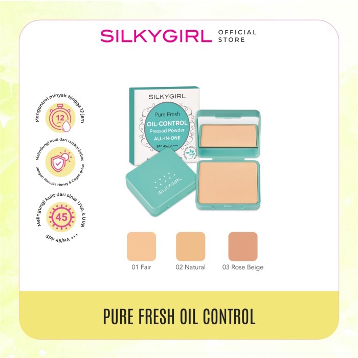 SILKYGIRL Pure Fresh Oil Control Pressed Powder - 01 Fair