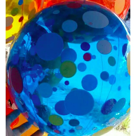 [ISTY] mainan bola besar polkadot tiup kerincingan / balon tiup ngapung