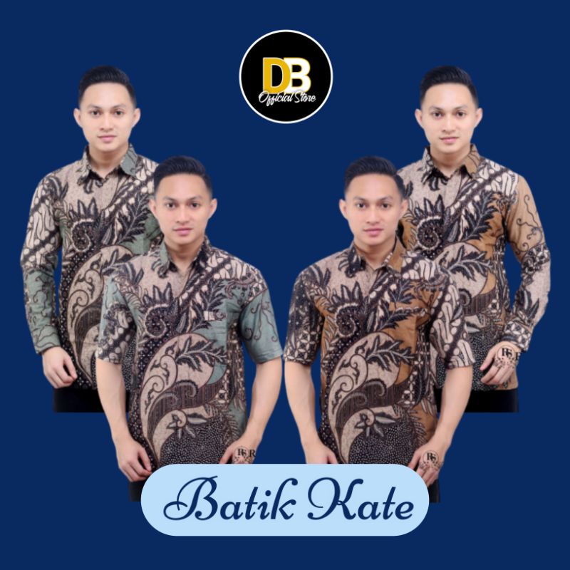 Baju Batik Pria Motif Kate M L XL XXL Lengan Panjang dan Pendek Casual / Kemeja Batik Pekalongan Murah Viral Bisa COD