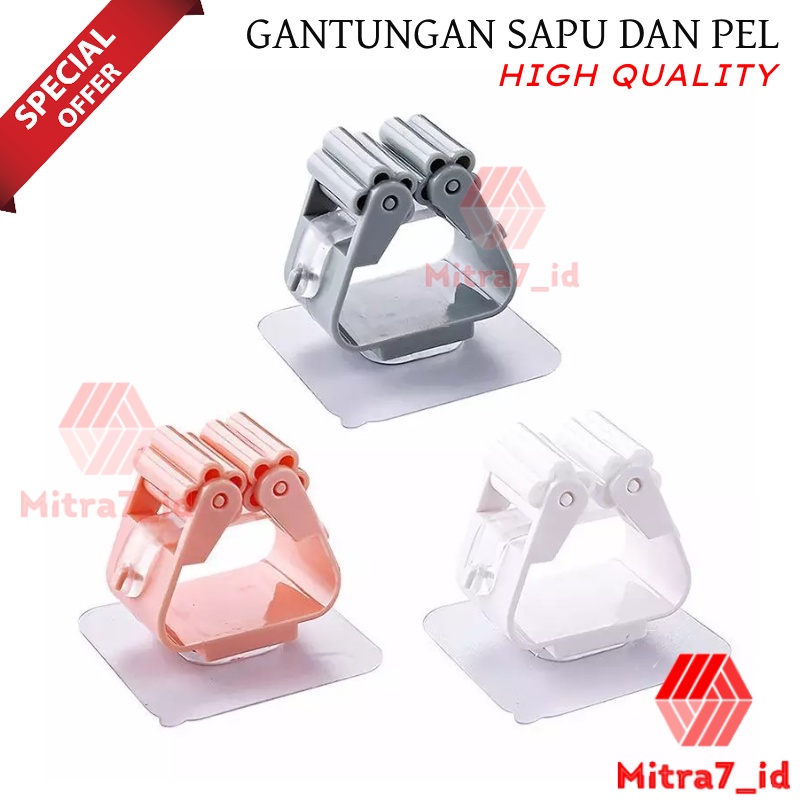 [M7] Penjepit Sapu Dan Pel Tempel - Gantungan Sapu Dan Pel -  Mop Holder