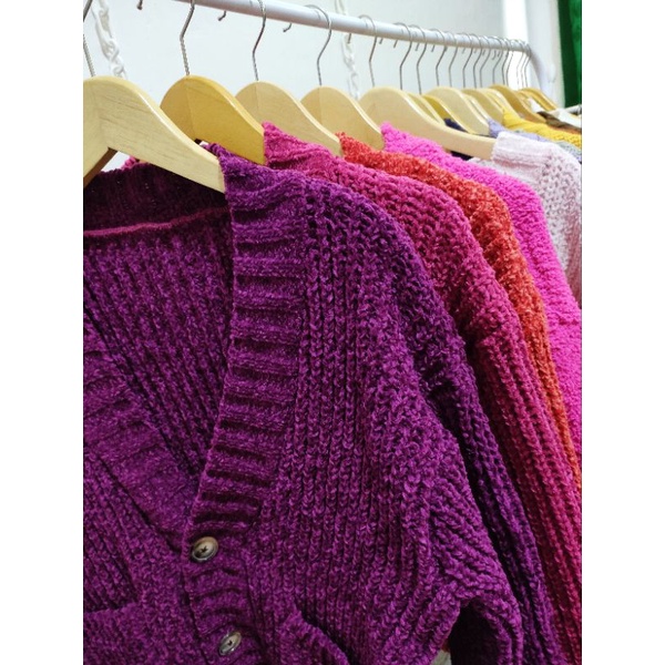 Cardigan Crop Kepang Tangan Balon