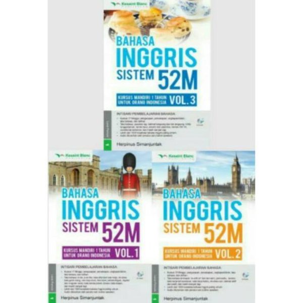 BUKU BAHASA INGGRIS SISTEM 52 M VOL 1 2 &amp; 3 KURSUS MANDIRI 1 TAHUN [ORIGINAL]