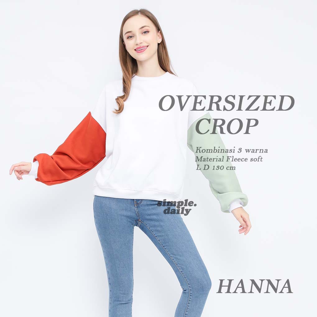 Crewneck Oversized Korean Style Crop - Jumbo LD 130 cm Twotone Color Block