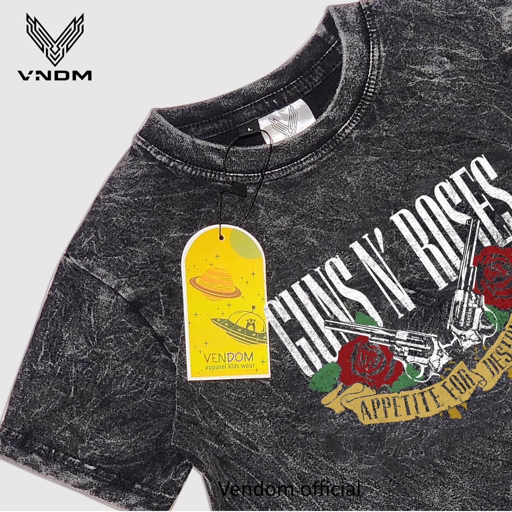 Vendom Kids Baju Kaos Anak Washet Laki Laki / Perempuan Unisex Umur 1-12 Tahun Bahan Cotton 30S Kaos Musik Anak