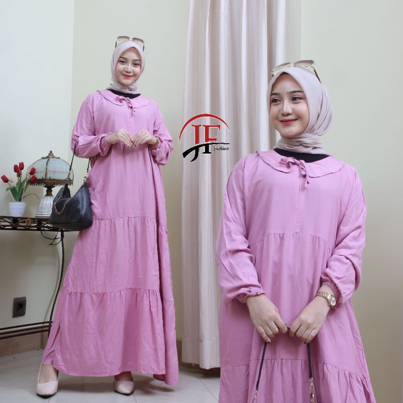 GAMIS NOORA JUMBO RAYON SUPER POLOS REMPEL SUSUN WANITA REMAJA POLOS