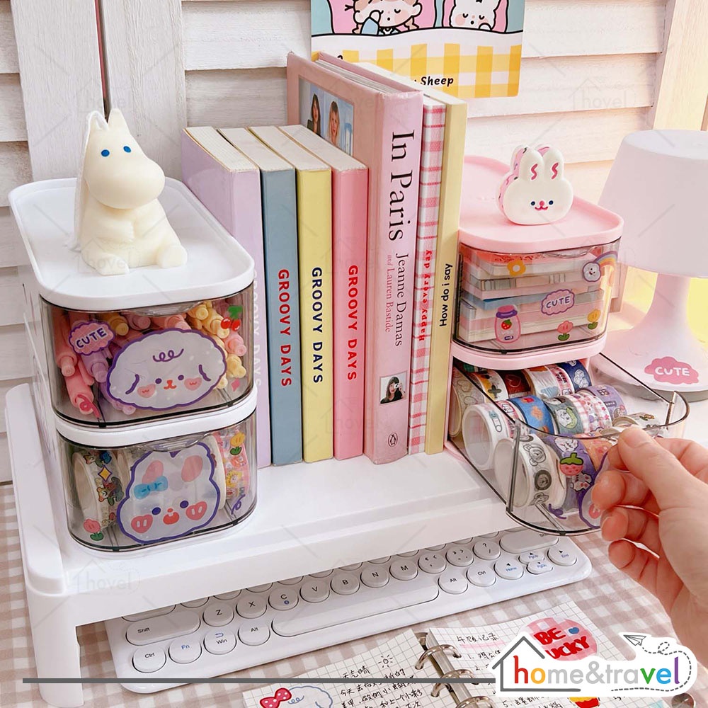 HOVELSHOP Tempat Laci Mini Penyimpanan Aksesoris Perhiasan Drawer Storage Box Free Sticker DIY