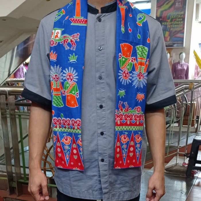 cukin betawi / Syal pria / Selempang betawi - Biru