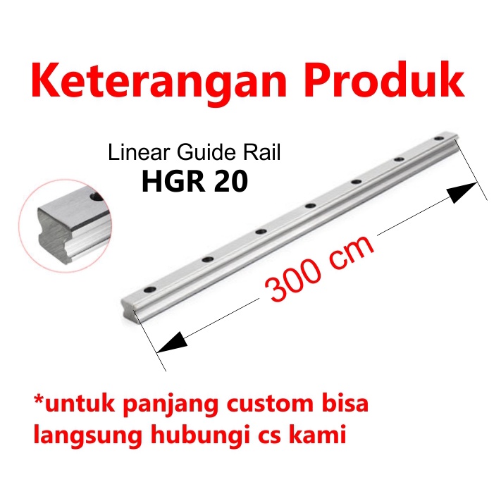 [HAEBOT] HIWIN Linear Guide Rail HGR20 HGR 20 20mm 300cm Rel CNC Laser CO2 Router Milling Plasma HGH20 Motion Industri Full Triplek Mesin Mekanik Otomasi