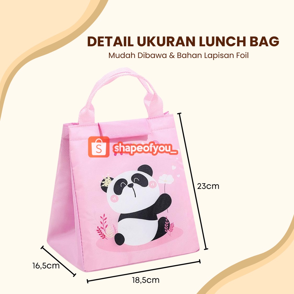 Tas Bekal Makanan Anak Lunch Bag Karakter Alumunium Foil Tahan Panas Dingin Motif Lucu Set Bekal