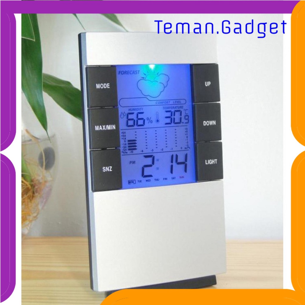TG-PJM Weather Station Humidity Temperature Alarm Desk Clock Jam Alarm - 3210