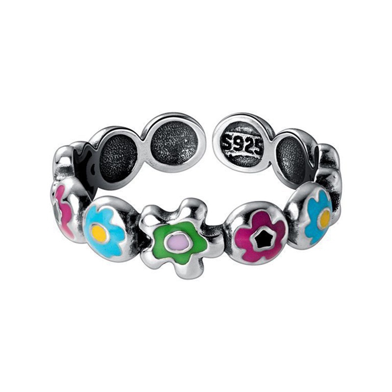 925 Sterling Perak Flolwer Cincin Untuk Wanita Fashion Kreatif Berongga Tidak Teratur Geometris Pesta Ulang Tahun Perhiasan Hadiah