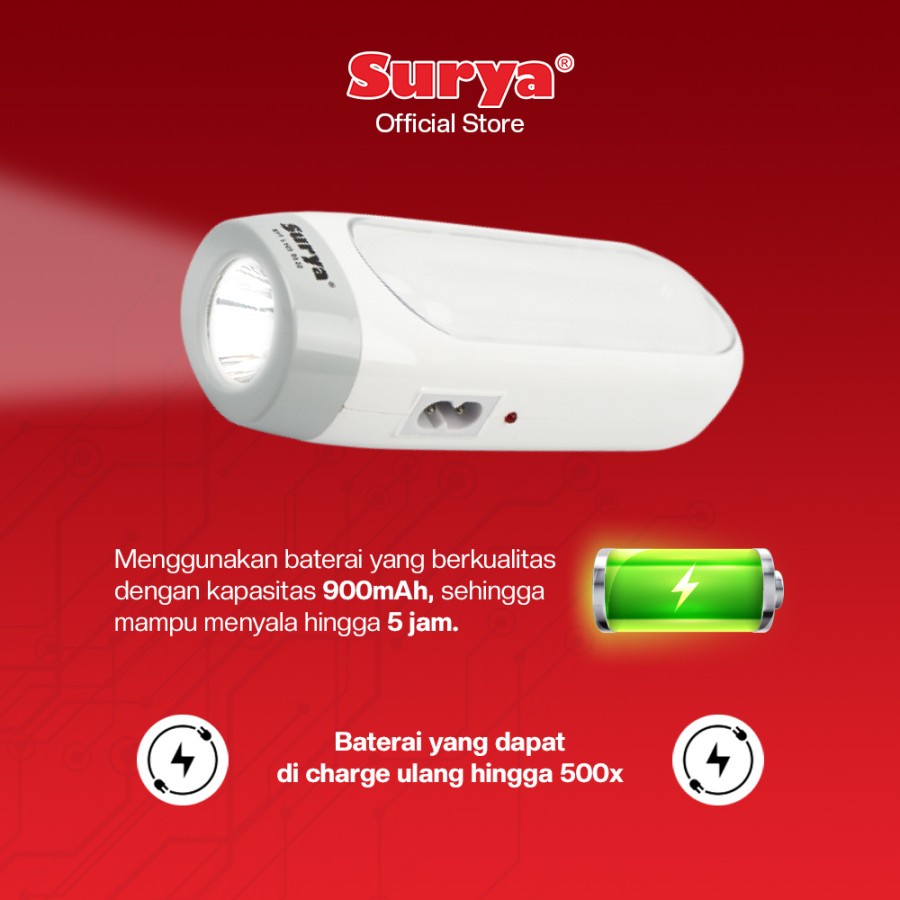 Lampu Senter SURYA SYT L103 20 SMD LED Emergency Rechargeable