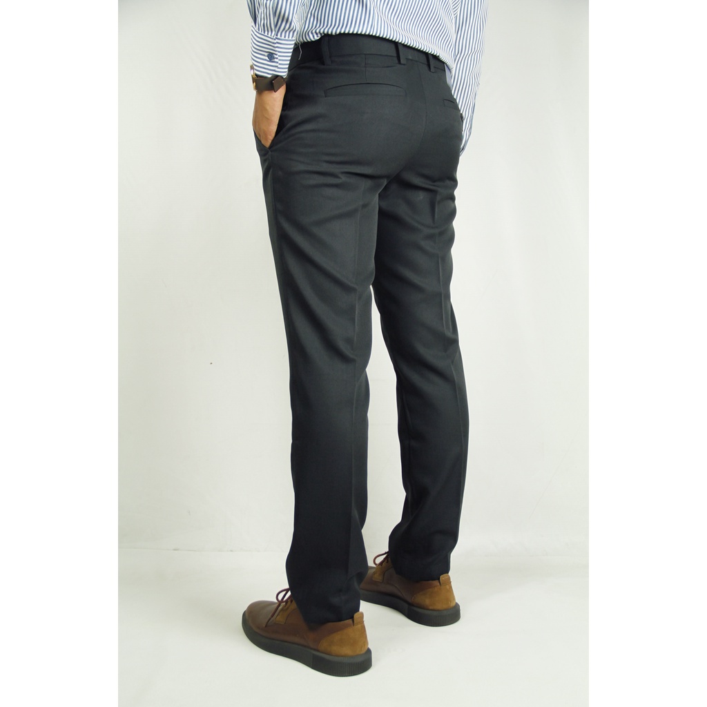 Celana Kerja Kantor Formal Pria STANLEY ADAMS Hitam Obsidian Polos Slim Fit | Black Code (C2) | 100% Original Brand Matahari