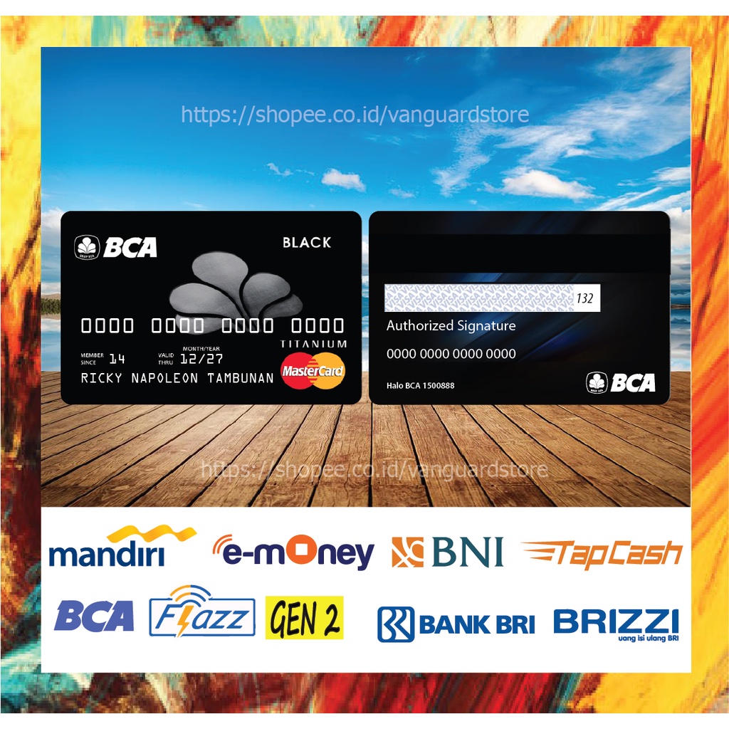 KARTU E MONEY E TOLL KARTU BCA BLACKMASTERCARD DEBIT CREDIT EMONEY MANDIRI FLAZZ BCA BNI TAPCASH BRIZZI BRI - 2 SISI