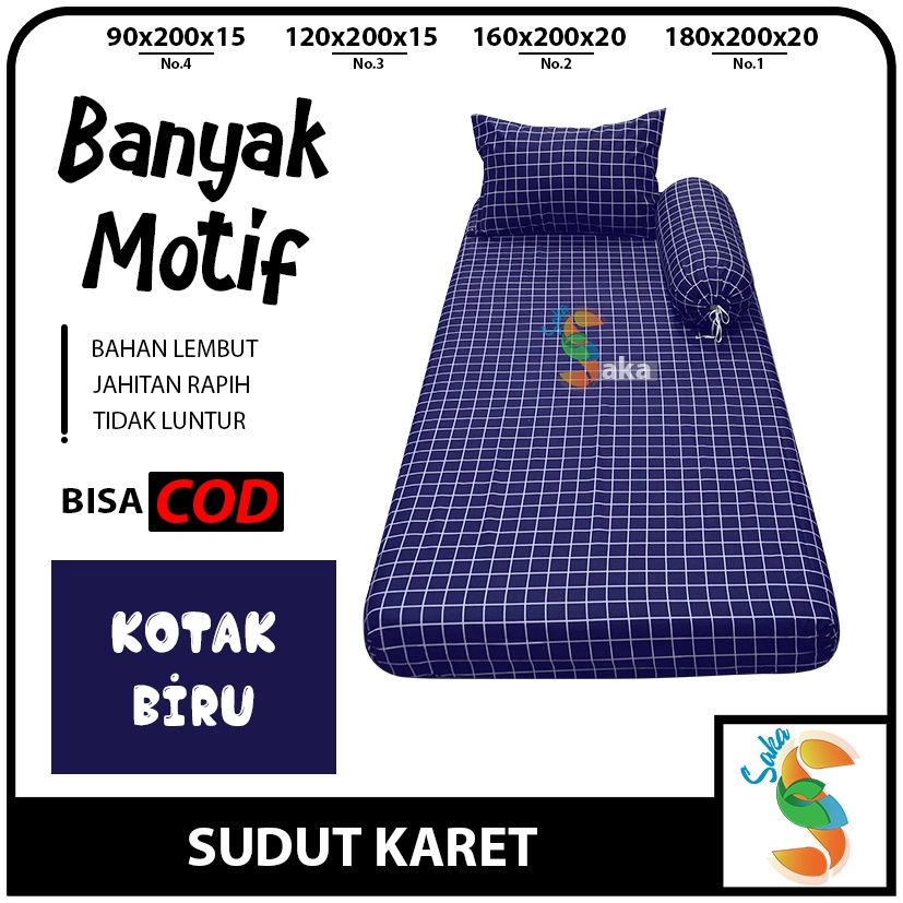 Sprei Aesthetic Motif Kotak - Kotak dan Polos Emboss 90x200 Sudut Karet No. 4