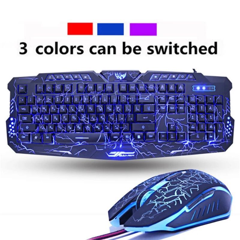 KEYBOARD GAMING V100 3 WARNA 114 KEYS+MOUSE