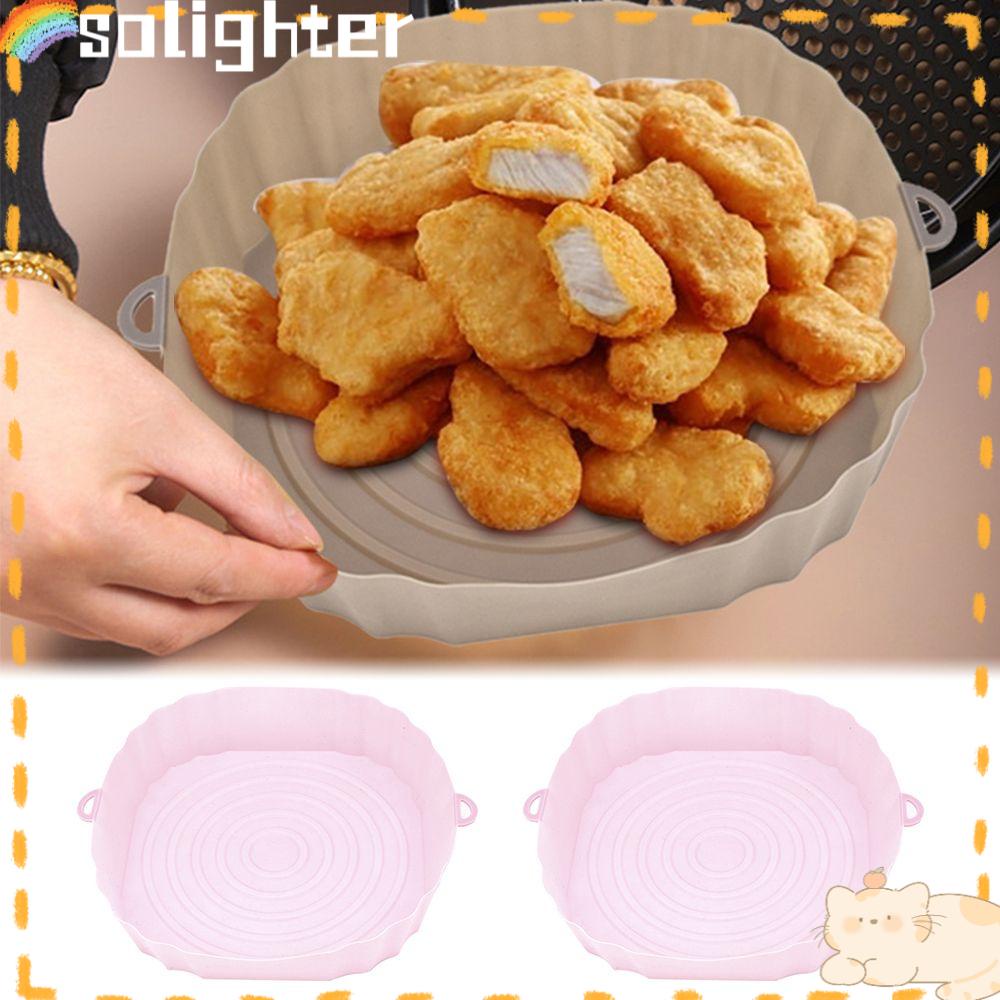 Solighter 2Pcs Panci Silikon Reusable Tray Cooking Untuk Air Fryer