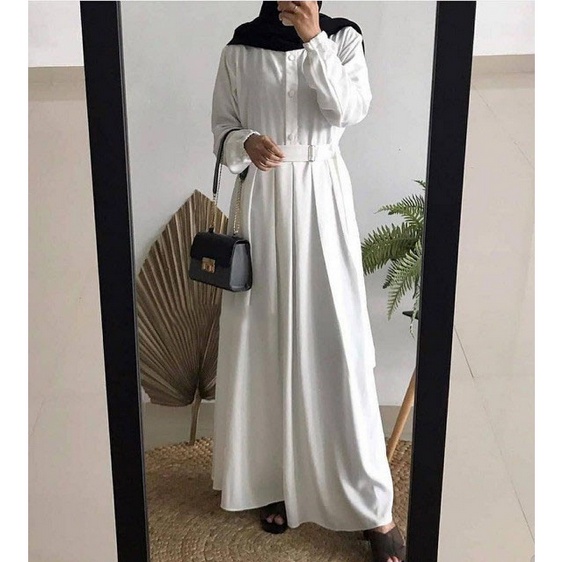 Gamis Putih busui Baju Muslim remaja Pesta Murah polos brokat PrT Lebaran mewah murah jumbo terbaru