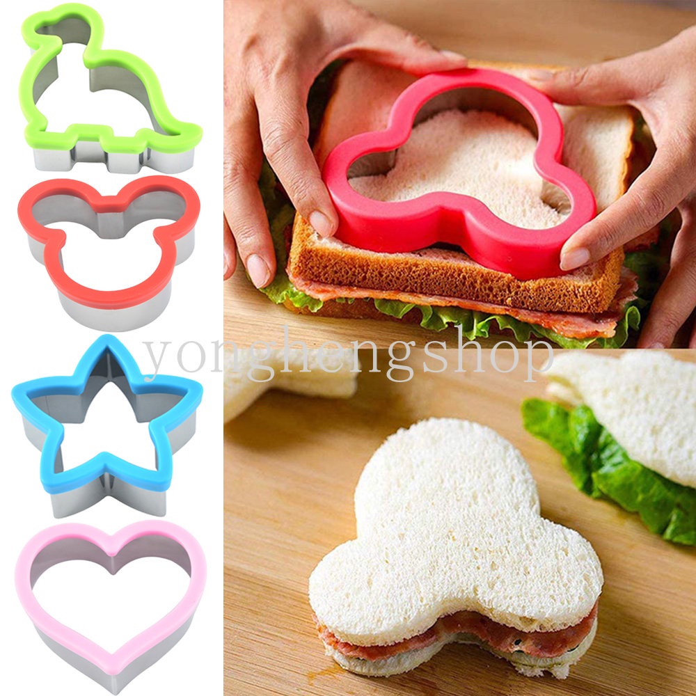 Cetakan Pemotong Sandwich / Roti / Sayuran / Kue / Bento Bentuk Kartun Dinosaurus / Kelinci Bahan Stainless Steel