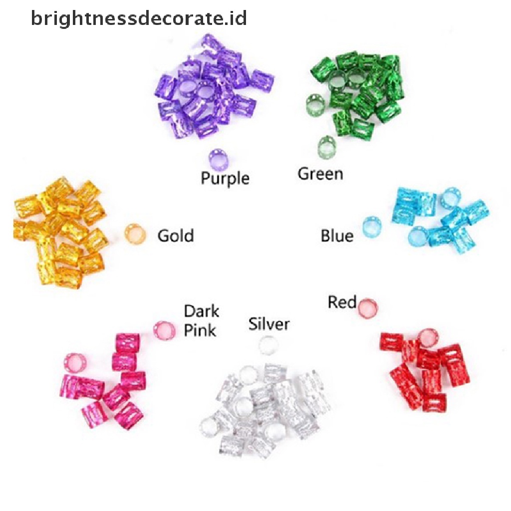 [Birth] 100 Pcs Manik-Manik Kepang Rambut Dapat Disesuaikan Gimbal Beads Braid Rings Manset Klip Tabung [ID]