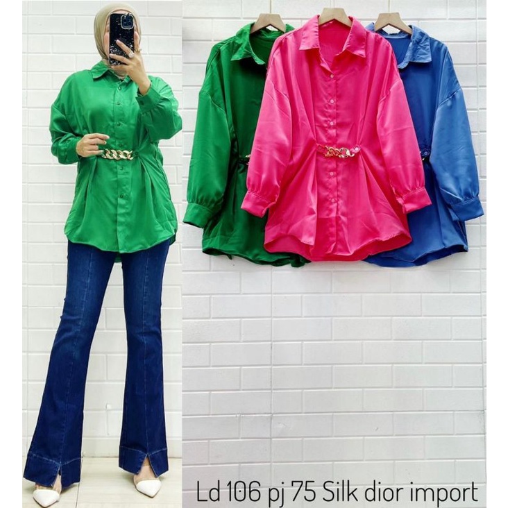 Kemeja silk dior import ld 106 cm