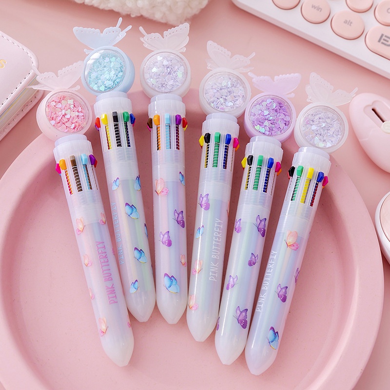 

Pulpen Gliter Motif Kupu-Kupu Lucu 1 Pena 10 Warna -JT0013