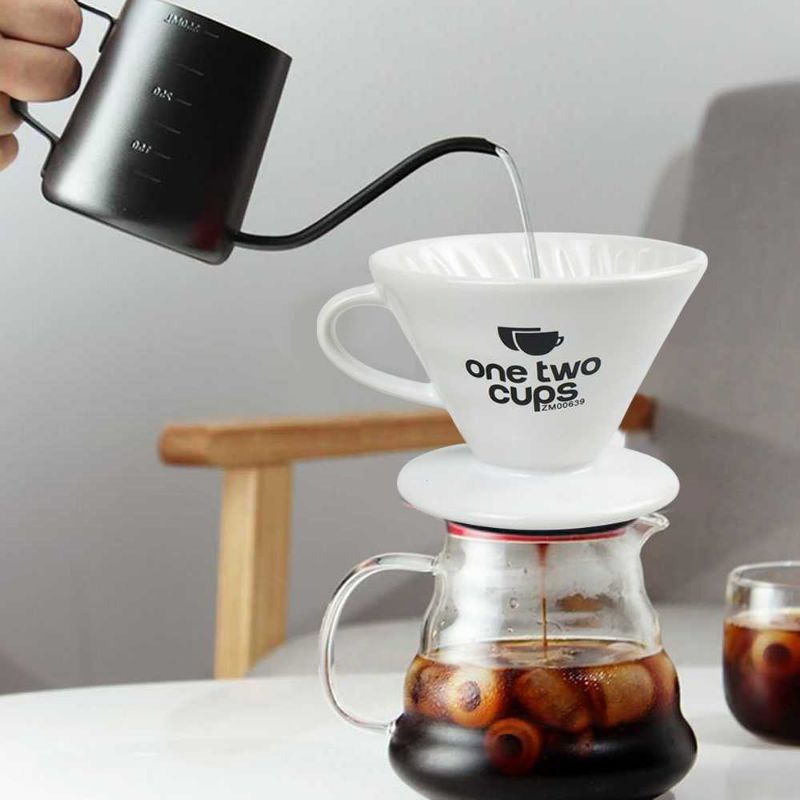 One Two Cups Filter Penyaring Kopi V60 Glass Coffee Filter Dripper - ZM00639 Putih 1 - 4 Cups