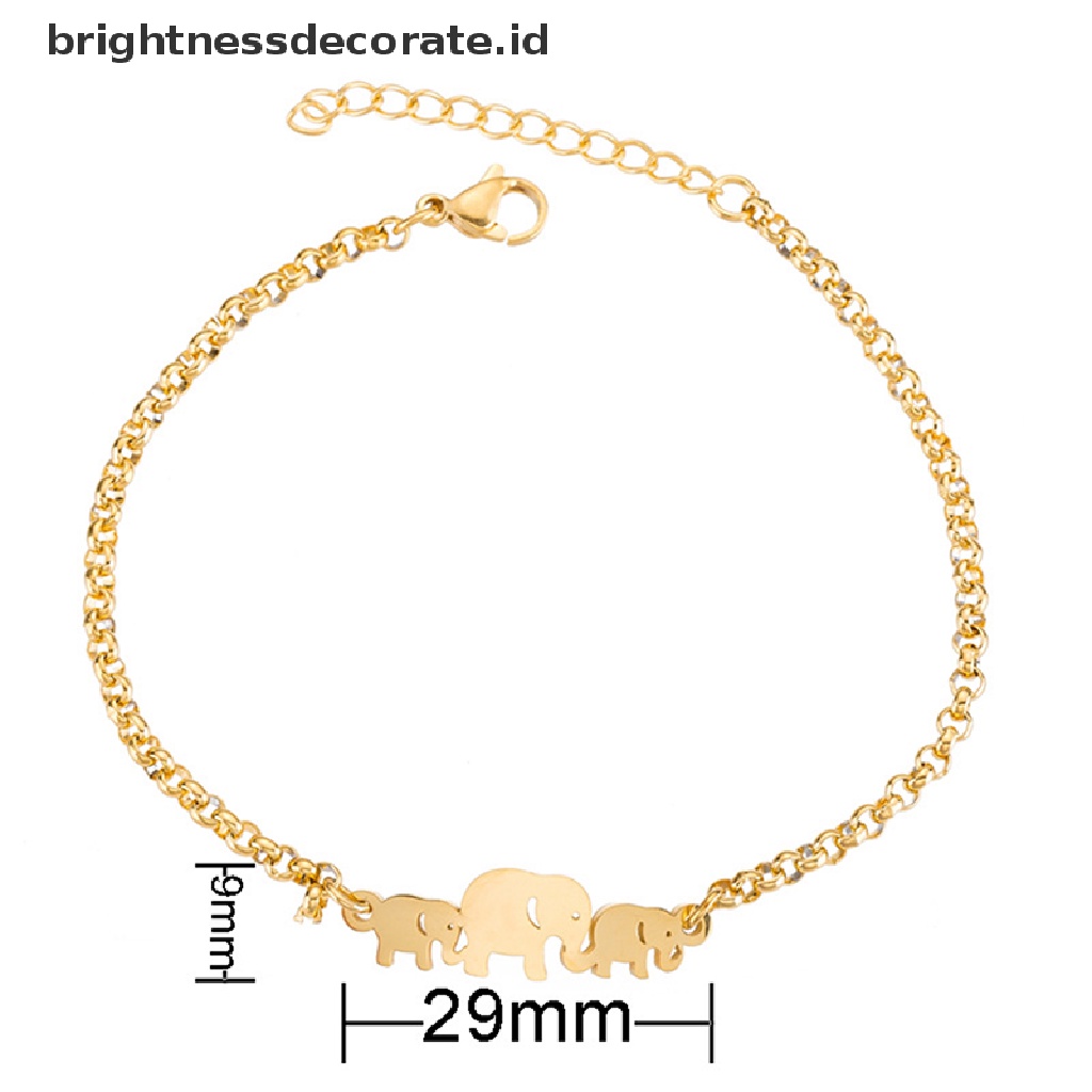 [Birth] Gelang Rantai Gajah Stainless Steel Wanita Charm Cuff Bangle Hadiah Perhiasan [ID]