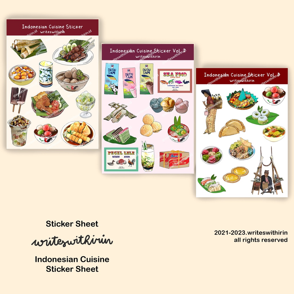 

(writeswithirin) Indonesian Cuisine / Kuliner Indonesia Sticker Sheet (Bujo/ Penpal)/ Stiker anti air/ sticker laptop/ dekorasi/ bujo/ bullet journal aesthetic estetik